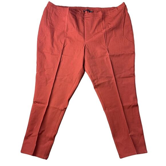 Isaac Mizrahi Live High Rise Pull on Ankle Pants Burnt Henna Size 30W NEW - Picture 2 of 5